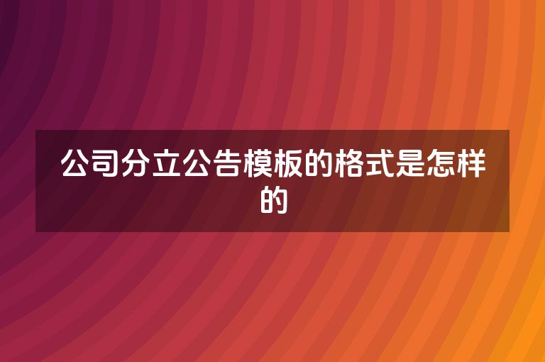 公司分立公告模板的格式是怎样的